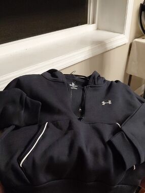 Under Armour Black Half-Zip Hoodie with White Trim